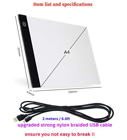 A4 Ultra-Thin Portable LED Light Box Tracer USB Power LED Artcraft Tracing Light Pad Light Box for Artists,Drawing, Sketching, Animation