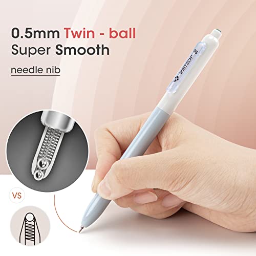 WRITECH Gel Pens Fine Point: 0.5mm Black Silent Click Needle Tip 8ct - color: Black-8ct