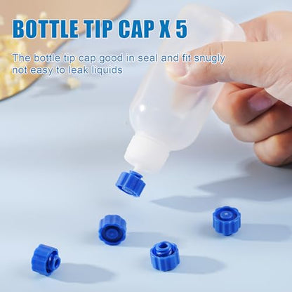 50ml Glue Precision Tip Applicator Bottle,Needle Tip Squeeze Bottle with 14ga 16ga 18ga 20ga 25ga Blunt Needle Oiler and Storage Caps - size: 50ml