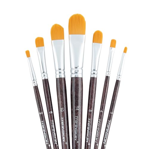 Transon 7pcs Artist Filbert Paintbrush Set for Acrylic Watercolor Gouache Oil and Body Painting - style: Filbert