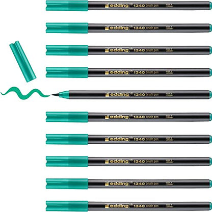 Edding e-1340 Felt-Tip Pens Pack of 10 with Flexible Tip green - color: 04: 10 Pens - Green