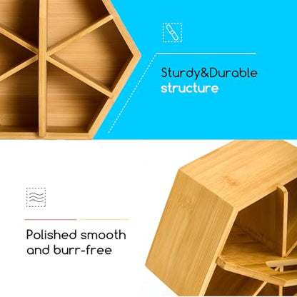 MEEDEN Rotating Art Supply Organizer: Bamboo Pen & Pencil Holder for Desk