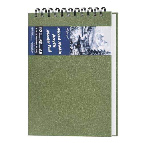 8.3" x 5.8" Hardcover Sketchbook, Top Spiral Bound Art Journal Sketchbook, 60 Sheets 92LB/150 GSM Acid-Free Drawing Bright White Mixed Media Paper for Adults Beginners Artists.Grass Green - color: 150gsm-bright white paper grass green