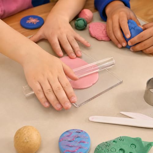 18PCS Clay Cutter Tools Acrylic Roller and Sheet Round Clay Cutter Plastic Scraper Needle Detail Wire Texture Tool for Polymer Clay Sculpting Shaping Pottery Ceramic Modeling DIY Craft