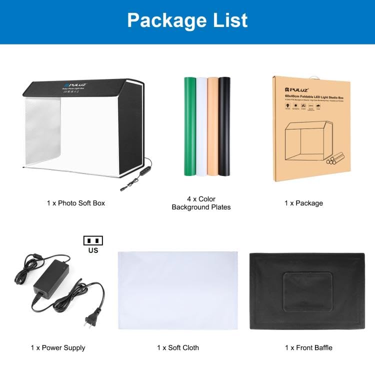 PULUZ Light Box Photography 24x16in, Portable Photo Studio Light Box with 336+336 LED Lights ＆4 Color backdrops Professional Photography Lighting Tent Kit for Big Product Photography Lightbox