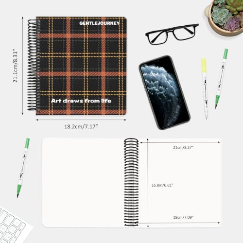 Hardcover Sketchbook,7.2"x8.3"Spiral Bound Drawing Pad,Black Grid | 150gsm(92lb)Acid-Free Thick Paper,Blank Art Journal for Adults,Artists&Beginners,Ideal for Sketching,Doodling and Mixed Media - color: black grid