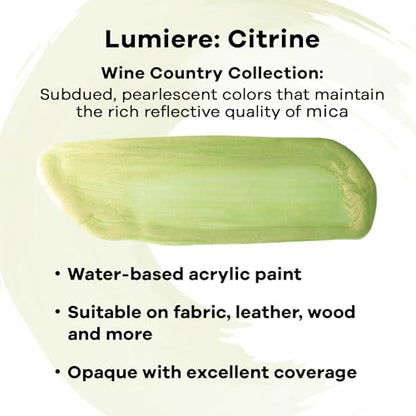 Jacquard Lumiere 2.25oz Fabric Paint Citrine - Metallic Paint for Fabric, Leather, Canvas, Paper and Wood - Light-bodied Metallic Acrylic Paint - Lightfast & Vibrant Metallic Acrylic Paints - color: Citrine, size: 2.25 Fl Oz (Pack of 1)