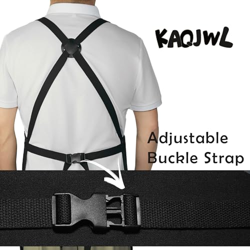 Professional Unisex Chef Apron – Cross-Back, Large Pockets, Water-Resistant Cotton Canvas - color: Black Canvas