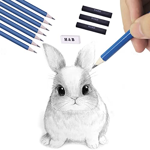 H & B 40 Piece Professional Sketch Pencil Drawing Kit,Complete Artist Kit, Including Graphite Pencils, Pastels, Sharpener and Eraser - size: 40 Piece Set