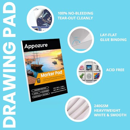 Bleedproof Marker Pad, 7.25"×10.5", 35 Sheets/70 Pages, 240GSM Heavyweight - size: 7.25" ×10.5"