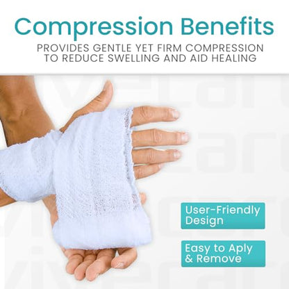 Vive Care XL Gauze Wrap Roll for Wounds (12 Count) Large Sterile Rolls - Individually Wrapped Medical Bandages HSA/FSA Approved - Extra Absorbent & Adhesive Gauze - 4"x4.1" Yards | Individually Wrapped Medical Bandages HSA/FSA Approved - Extra Absorbent &