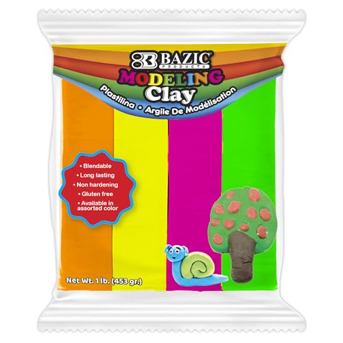 BAZIC Products Fluorescent Color Modeling Clay, 4 Colors, 1 lb - color: Neon, size: 1-Pack