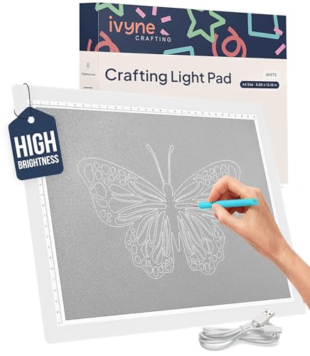 iVyne Corded Light Pad for Weeding Vinyl - A4 Light Box for Drawing - Light Board for Tracing - Light Box for Diamond Painting, Weeding Vinyl, Sketching, Tracing (White) - color: White, size: Corded - Light Pad