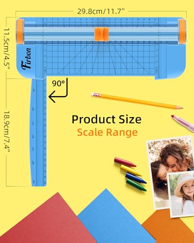 Firbon A5 Paper Cutter, Small Straight Paper Trimmer with Side Ruler | Blue Compact Design | Cuts Photo, Cardstock, Labels & Coupons | Portable Desktop Slicer | Scrapbooking & Craft Projects - color: A5-blue