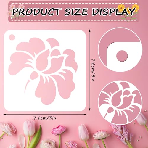JULMELON 20 Pcs Flower Stencils for Painting on Wood Reusable Sunflower | PET Plastic, Flower Stencils for Crafts Reusable, Wall Floor Rock Art Painting, Large Flower Stencils, 3 Inch DIY Projects - style: Flower Stencils