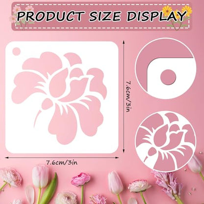 JULMELON 20 Pcs Flower Stencils for Painting on Wood Reusable Sunflower | PET Plastic, Flower Stencils for Crafts Reusable, Wall Floor Rock Art Painting, Large Flower Stencils, 3 Inch DIY Projects - style: Flower Stencils