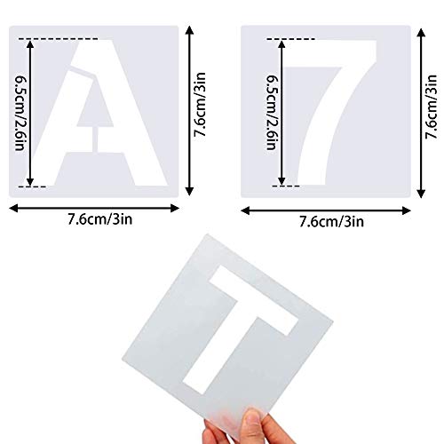 FEBSNOW 36 Pcs 3 Inches Alphabet Letter and Number Stencils - size: 3 inches