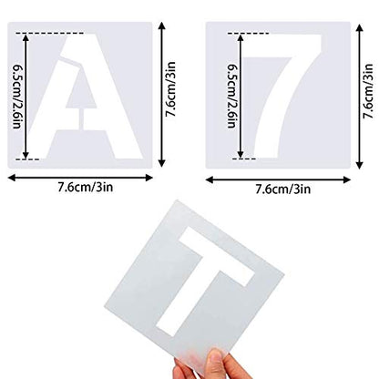 FEBSNOW 36 Pcs 3 Inches Alphabet Letter and Number Stencils - size: 3 inches