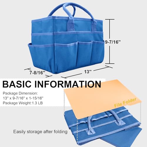 Cupohus Craft Organizer Bag, Blue Art Supply Tote with Multiple Pockets - color: Blue