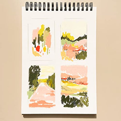 2 Pack of Papelsino, Bristol Paper Sketchbook for Dry Media Oil Pastel, Colored Pencil, Pencil Drawing Vellum Surface (A4 Spring 2Pack, 11.7 x 8.27)