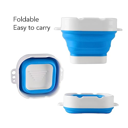 Paint Brush Washer,Collapsible Portable Silicone Paint Brush Washing Bucket Painting Brush Cleaning Water Cup Paint Brush Basin Cleaner for Acrylic Watercolor Painting (Blue) - color: Blue