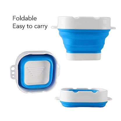 Paint Brush Washer,Collapsible Portable Silicone Paint Brush Washing Bucket Painting Brush Cleaning Water Cup Paint Brush Basin Cleaner for Acrylic Watercolor Painting (Blue) - color: Blue