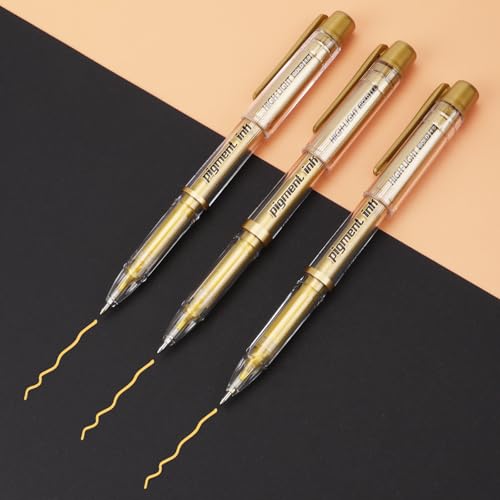 Gold Silver White Ink Gel Pens, 1mm Medium Fine Point, Opaque archival Ink Pen for Dark Paper Drawing,Sketching, Illustration, Card Making, Bullet Journaling (Gold Ink-3 Packs) - color: Gold Ink-3 Packs