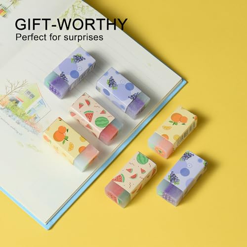 HILAZA 18Pcs Cute Fruit Erasers for Kids Bulk, Kawaii Fun Pencil Jelly Erasers for School Classroom Supplies Prize Gifts Party Favors - style: FRUIT
