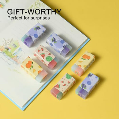 HILAZA 18Pcs Cute Fruit Erasers for Kids Bulk, Kawaii Fun Pencil Jelly Erasers for School Classroom Supplies Prize Gifts Party Favors - style: FRUIT