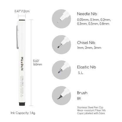MEEDEN Micro Fineliner Drawing Pens: 12-Size Fine Liner Pen Set, 0.05-3mm Black Waterproof Archival Ink for Technical Drawing, Sketching, Outlining, Illustration, Manga and Journaling | Waterproof ink for technical drawing, sketching, outlining, illustrat
