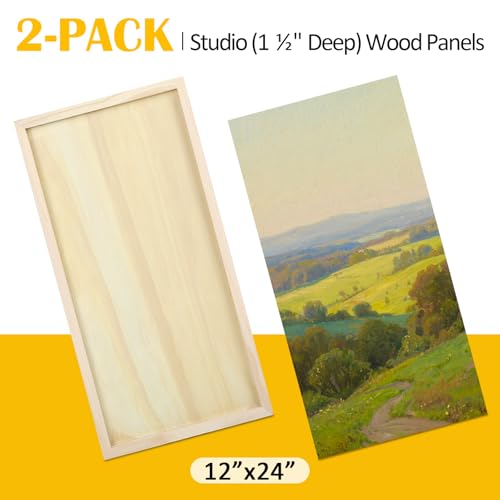 Falling in Art 2 Pack 12x24'' Unfinished Birch Wood Panels for Painting - size: 12*24 2 Pack