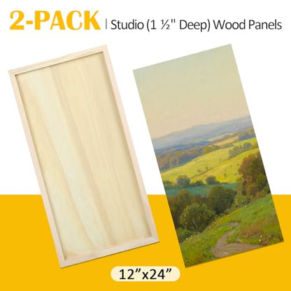 Falling in Art 2 Pack 12x24'' Unfinished Birch Wood Panels for Painting - size: 12*24 2 Pack