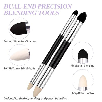 27 PCS Blending Stumps and Blending Sponge Pens with Sandpaper Pencil Sharpener, Tortillions Blending Sticks for Shading Complete, Blending Pencils for Student Artist Charcoal Sketch Drawing Tools - size: 27pcs