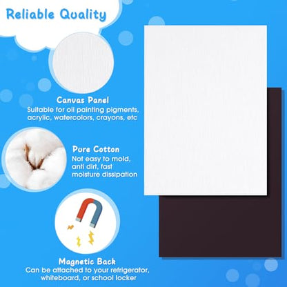 Engrowtic 30 Pcs 60 Pcs Mini Magnetic Canvas Panel Boards 3" x 3" 2.5" x 2.5" 2.2" x 3" 3" x 4" Magnetic Painting Canvas Panel Assorted Size for Painting Fridge Locker Art Crafts DIY