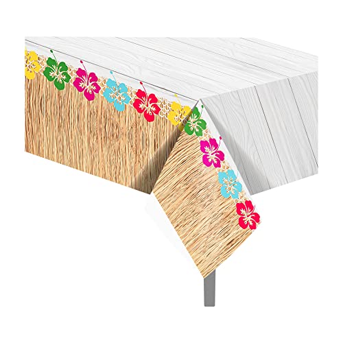 1Pc Hawaiian Hibiscus Party Plastic Tablecloth 54 x 87 Inch Summer Colorful Flowers Long Rectangular Table Cover, Floral Theme Party Holiday Dinner, Picnic or Tablecloth for Kitchen Event - color: Hawaiian Hibiscus