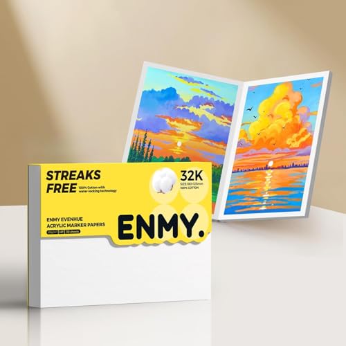 ENMY Acrylic Marker Sketch Pad, 7×4.9 Inch Bleed-Proof Marker Paper,140lb/300gsm Heavyweight Sketchbook, 30 Sheets Drawing Pad Glue-Bound with Hard Backing for Artists, Students - size: 7×4.9 inch