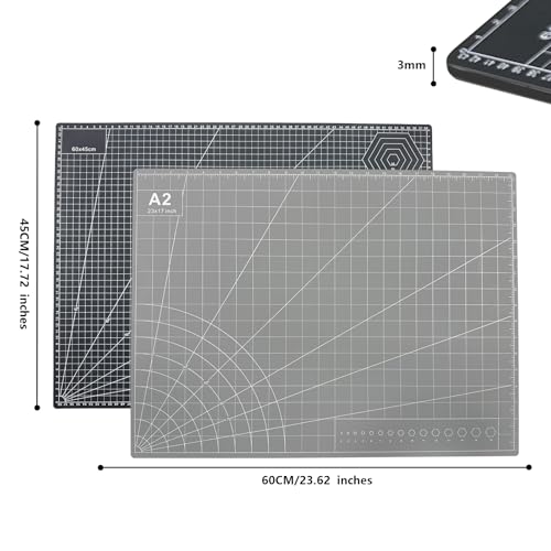 Self Healing PVC Cutting Mat, 2 pcs, 23" x 17", A2 - color: A2-Pink or Purple and Black or Gray