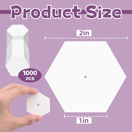 1000 PCS Hexagon Piecing Paper Templates, 1" White Paper templates, Quilting Templates Accessories for DIY Patchwork Crafts and Sewing Supplies - size: 1 Inch- 1000 pcs Hexagon