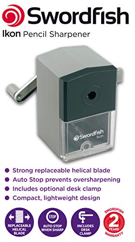 Swordfish 40100 Ikon Desktop Manual Pencil Sharpener, 8 mm
