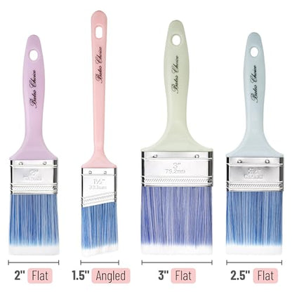 Bates 4Pack Plastic Handle Paint Brushes - Pastel Colors, Stain, Furniture & Wall Painting - color: Pastel Plastic Handle, size: 4 Pack, 1.5", 2", 2.5", 3"