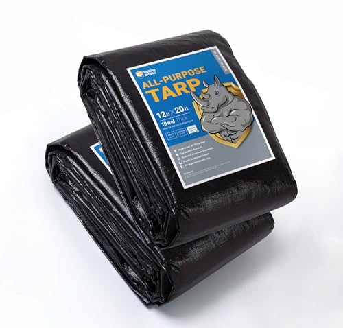 GUARD SHIELD Tarps Heavy Duty Waterproof 12x20 Feet Black Poly Tarp Cover Outdoor Thick UV Resistant Tarpaulin with Grommets 10mil (2-Pack) - color: Black, size: 12x20 (2-Pack)