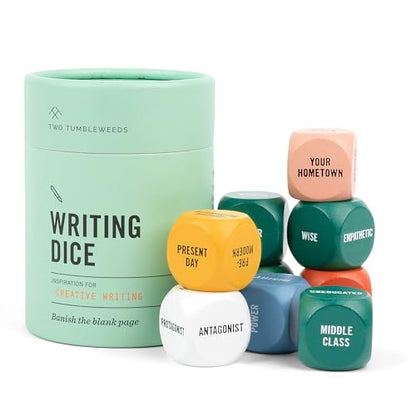 Two Tumbleweeds Writing Dice - Story Prompts to Beat Writer's Block | A highly giftable creative writing tool for Teens & Adults – Gift for Authors, Teachers & Storytellers – Set of 9 Dice - style: Writing Dice