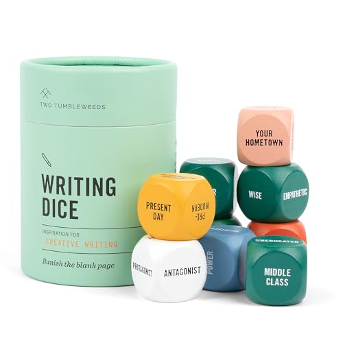Two Tumbleweeds Writing Dice - Story Prompts to Beat Writer's Block | A highly giftable creative writing tool for Teens & Adults – Gift for Authors, Teachers & Storytellers – Set of 9 Dice - style: Writing Dice