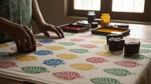 Craftsofindia® Flowers and Leaf Wooden Blocks Stamps for Printing on Textiles, Pottery Crafts,Henna, Scrapbooking (Set of 6) - size: Pack # 105
