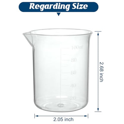 Plastic Measuring Cups, 100ml, Set of 15, for Liquid Measurement and Scientific Experiments - size: 100ML- 15pcs, style: 100ML