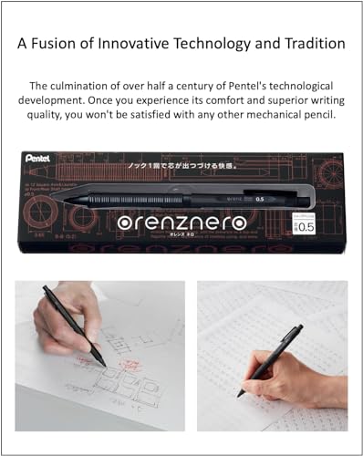 Orenz nero 0.2 HB Black Body + Ain 0.2 HB leads, original Black slim pen case - size: 0.2mm