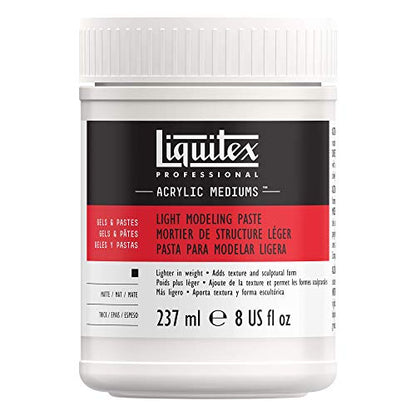 Liquitex Professional Light Modeling Paste. 237ml (8-oz) | 100% Acrylic Polymer & Marble Dust, Lightweight Putty, Builds Form & Structure; Dries to Hard, Opaque White Matte Finish - color: Light Modeling Paste, size: 8 Fl Oz (Pack of 1), style: 8-oz