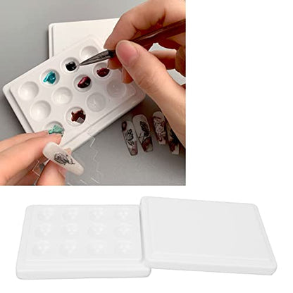 Generic Porcelain Paint Palette 12 Wells White Ceramic Paint Tray with Lid Smooth Watercolor Oil Painting Palette for Artists Professionals Enthusiasts