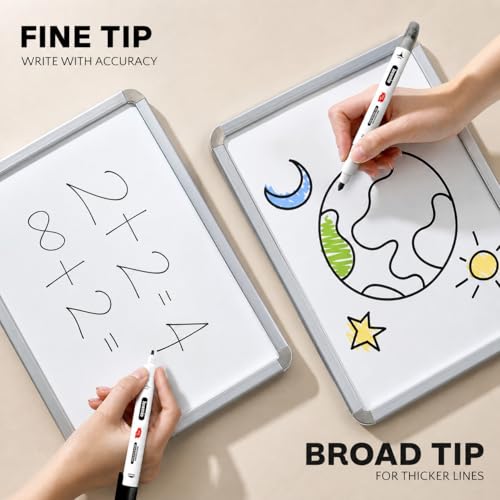 inamio 12 Dry Erase Markers Dual Tip, Ultra Fine & Broad, Pastel & Classic | Double Sided Whiteboard Markers, Ultra Fine Point Erasable White Board Pens, Non-Toxic for Kids, Teachers & Planners