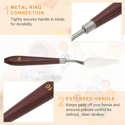 HARFINGTON Palette Knife Painting Tool 2.4" x 0.87" Stainless Steel Art Spatula Pallet Knives Scrapers Tools with Plastic Handle for Acrylic Oil Canvas Mixing Spreading, Red/Silver - size: 2.4" x 0.87"